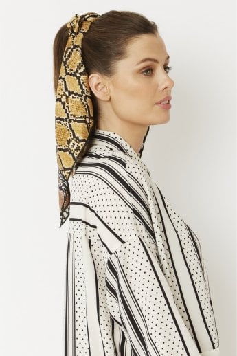 JAYLEY Snake Print Silk Blend Hair Scarf