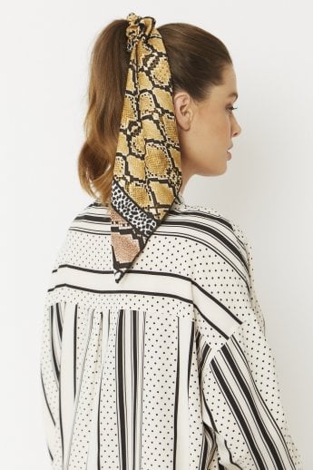JAYLEY Snake Print Silk Blend Hair Scarf