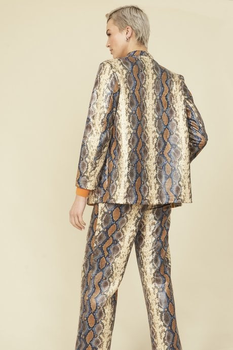 JAYLEY Snake Print Snake Print Leather Effect Blazer