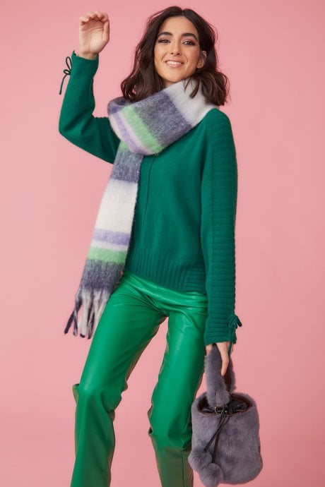 JAYLEY Striped Blue And Green Cashmere Blend Scarf