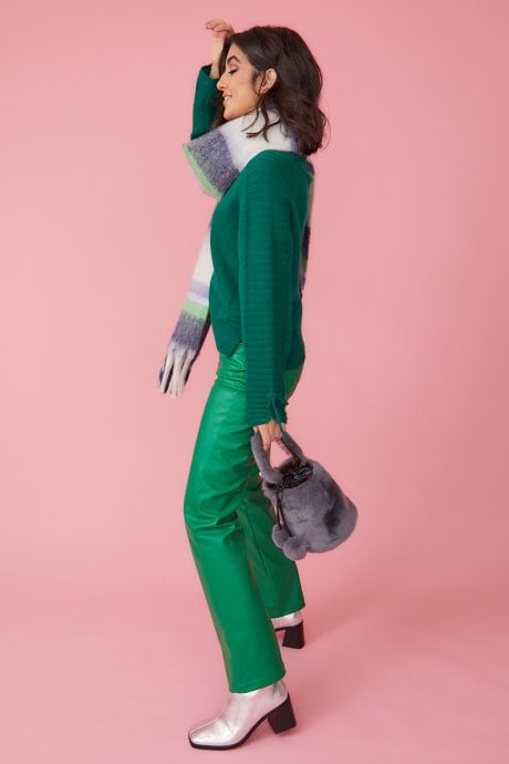 JAYLEY Striped Blue And Green Cashmere Blend Scarf