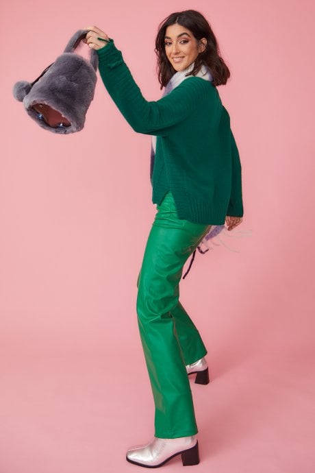 JAYLEY Striped Blue And Green Cashmere Blend Scarf