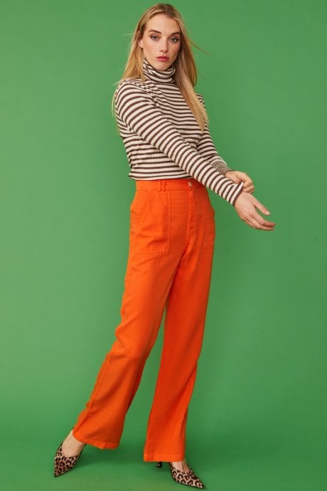 JAYLEY Striped Turtleneck Cashmere Top