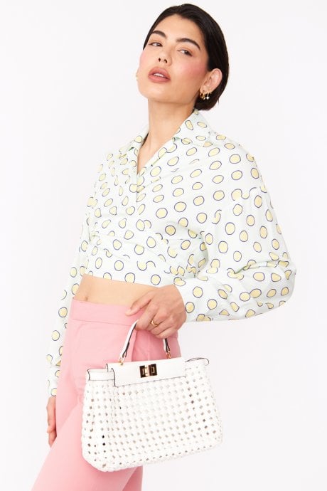 JAYLEY Sustainable Rose Petal Blouse With Spots In Baby Blue