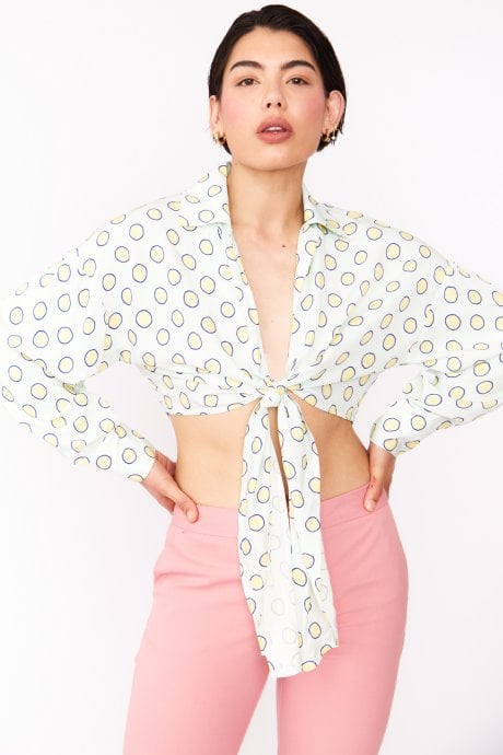 JAYLEY Sustainable Rose Petal Blouse With Spots In Baby Blue