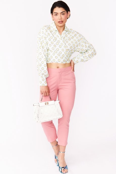 JAYLEY Sustainable Rose Petal Blouse with Spots in baby blue