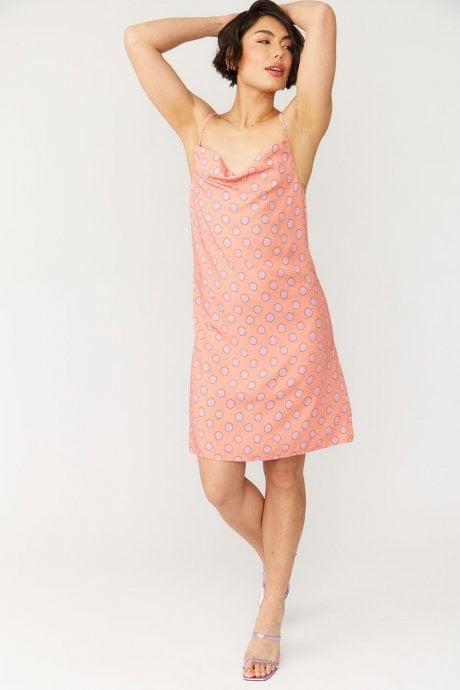 JAYLEY Sustainable Rose Petal Cami Polka Dot Dress