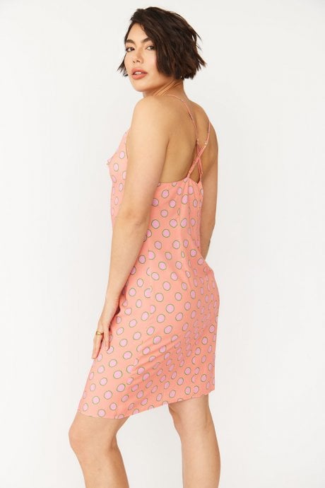 JAYLEY Sustainable Rose Petal Cami Polka Dot Dress