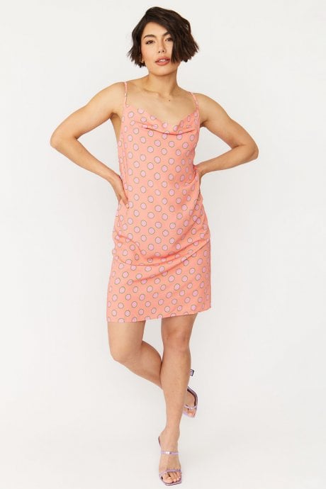 JAYLEY Sustainable Rose Petal Cami Polka Dot Dress