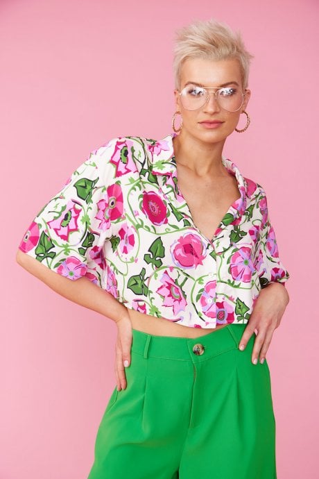 JAYLEY Sustainable Rose Petal Fibre Cropped Top