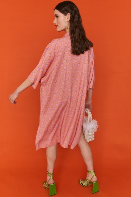 JAYLEY Sustainable Rose Petal Polka Dot Shirt Dress