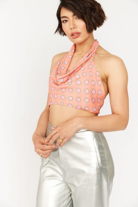 JAYLEY Sustainable Rose Petal Polka Dot Top