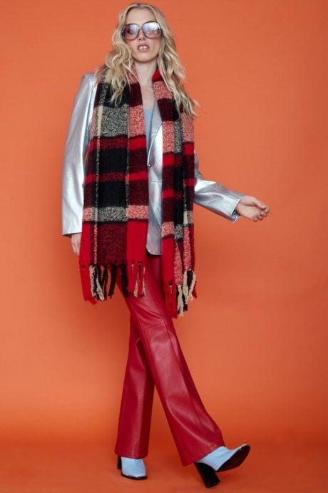 JAYLEY Tartan Check Cashmere Blend Scarf