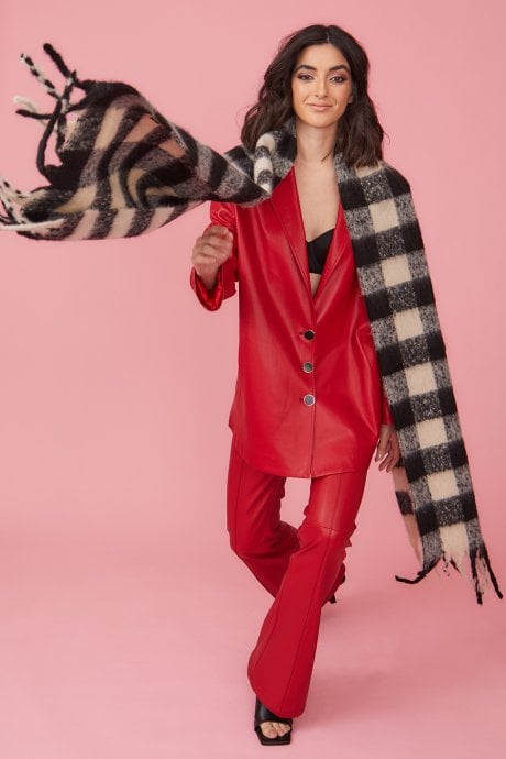 JAYLEY Tartan Check Cashmere Blend Scarf