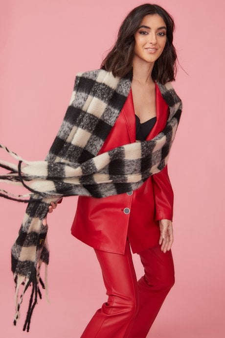 JAYLEY Tartan Check Cashmere Blend Scarf