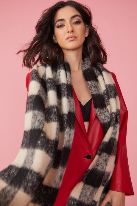 JAYLEY Tartan Check Cashmere Blend Scarf