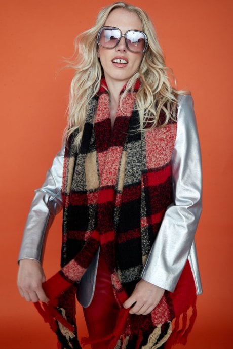 JAYLEY Tartan Check Cashmere Blend Scarf