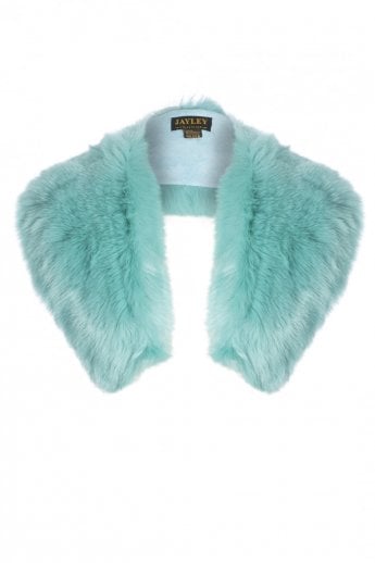 JAYLEY Teal Faux Fur Collar