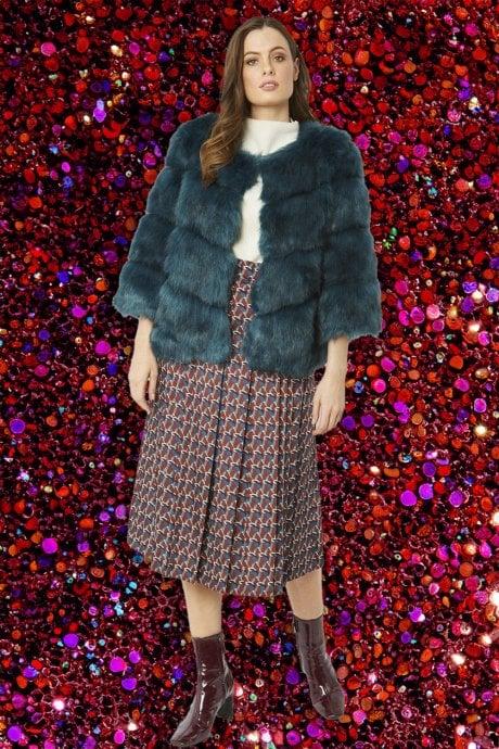 JAYLEY Teal Faux Fur Ella Coat