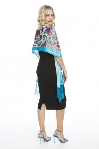 JAYLEY Teal Silk Blend Devore Scarf