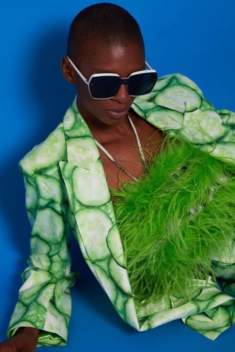 JAYLEY Tencel Blend Cucumber Print Blazer