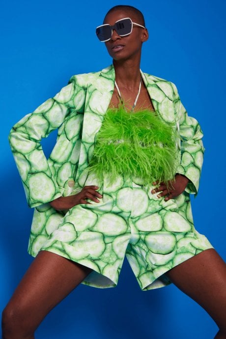 JAYLEY Tencel Blend Cucumber Print Blazer