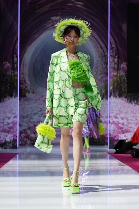 JAYLEY Tencel Blend Cucumber Print Blazer