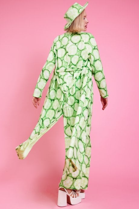 JAYLEY Tencel Blend Cucumber Print Trench Coat