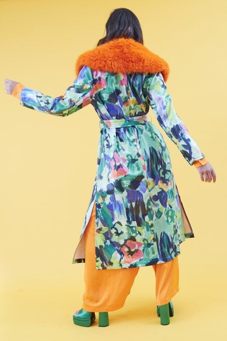 JAYLEY Tencel Blend Eco Leather Trench Coat