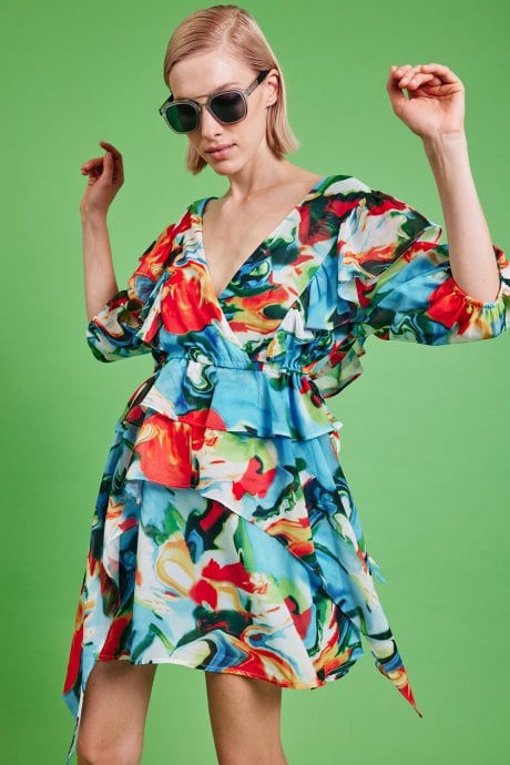 JAYLEY Tencel Blend Floral Midi Dress