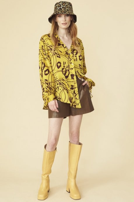 JAYLEY Tencel Blend Lucky Chain Blouse