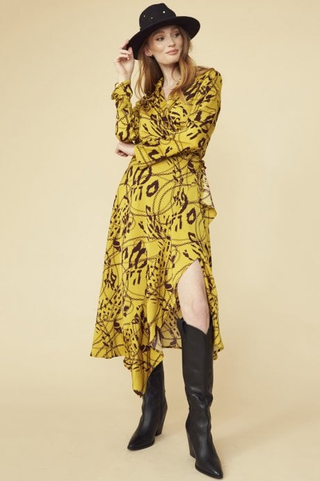 JAYLEY Tencel Blend Lucky Chain Wrap Dress