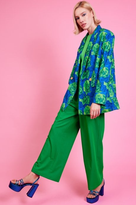 JAYLEY Tencel Blend Rose Print Blazer