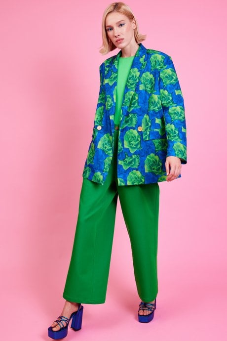 JAYLEY Tencel Blend Rose Print Blazer