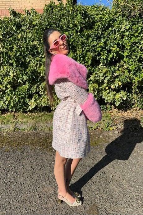 JAYLEY The Erin Bella Tweed Coat In Pink
