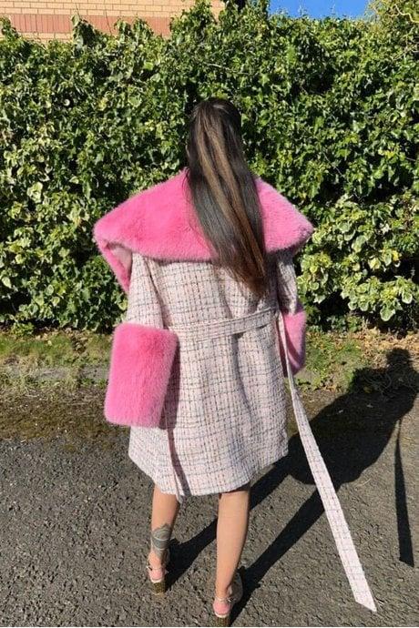 JAYLEY The Erin Bella Tweed Coat In Pink