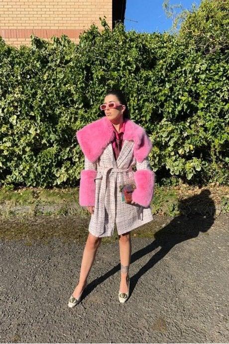JAYLEY The Erin Bella Tweed Coat In Pink