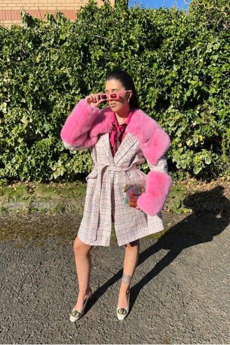 JAYLEY The Erin Bella Tweed Coat in Pink
