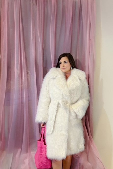 JAYLEY The Mila Bamboo Faux Fur Cream Coat