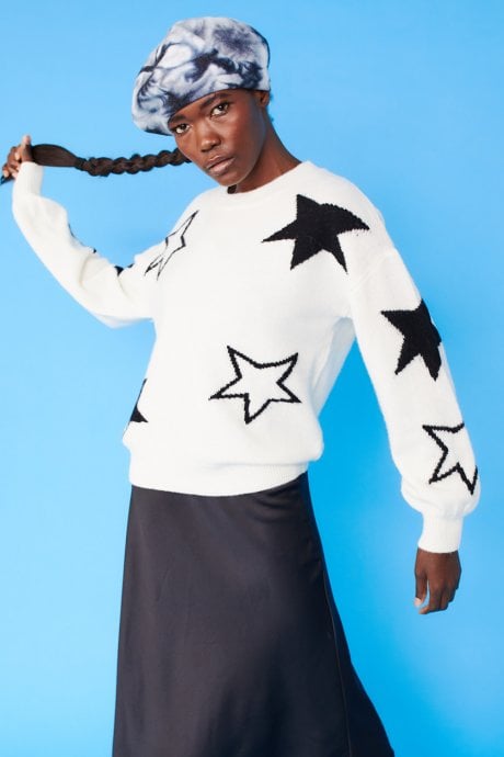 JAYLEY Tie-Dye Beret In Black And White