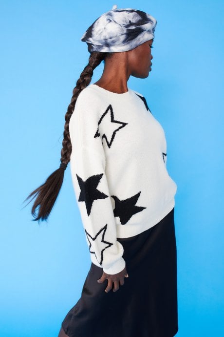 JAYLEY Tie-Dye Beret In Black And White