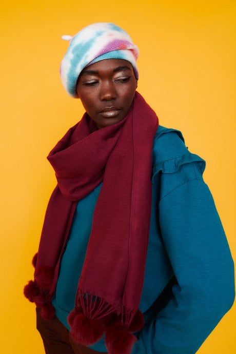 JAYLEY Tie-Dye Beret in Blue and Pink