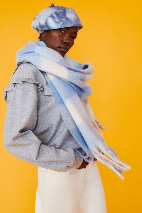 JAYLEY Tie-Dye Beret In Blue And White