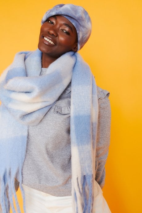 JAYLEY Tie-Dye Beret in Blue and White