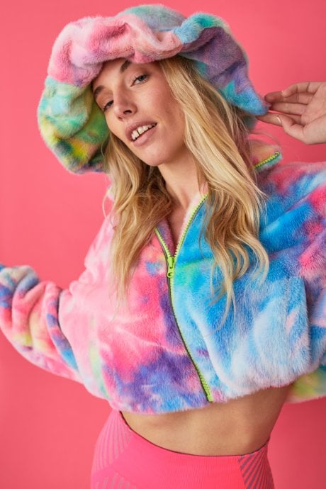 JAYLEY Tie Dye Faux Fur Oversized Hat