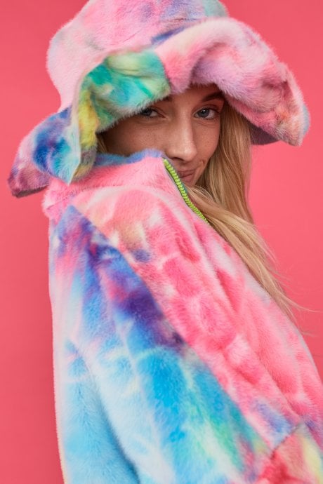 JAYLEY Tie Dye Faux Fur Oversized Hat