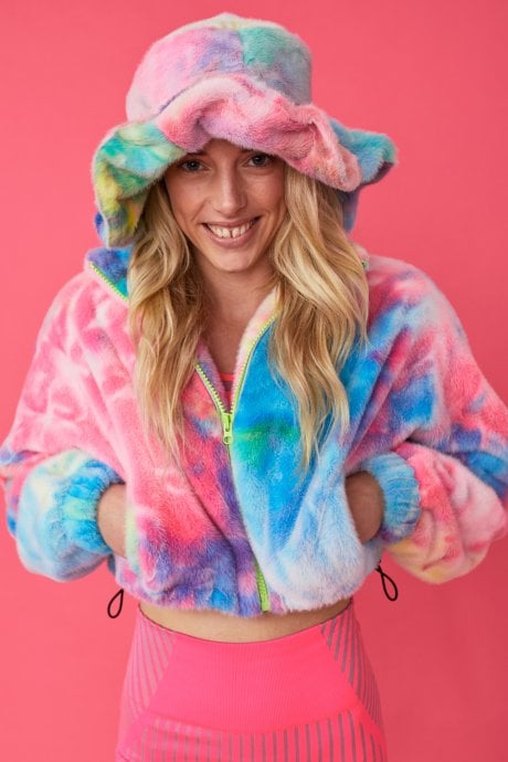 JAYLEY Tie Dye Faux Fur Oversized Hat