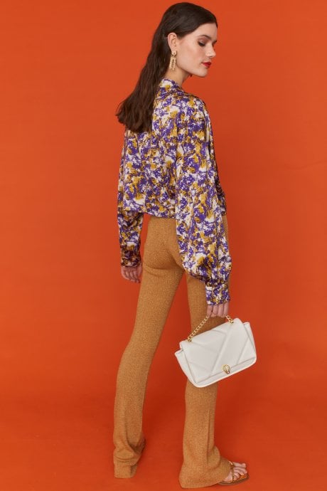 JAYLEY Tie Dye Silk Blend Blouse In Purple And Yellow