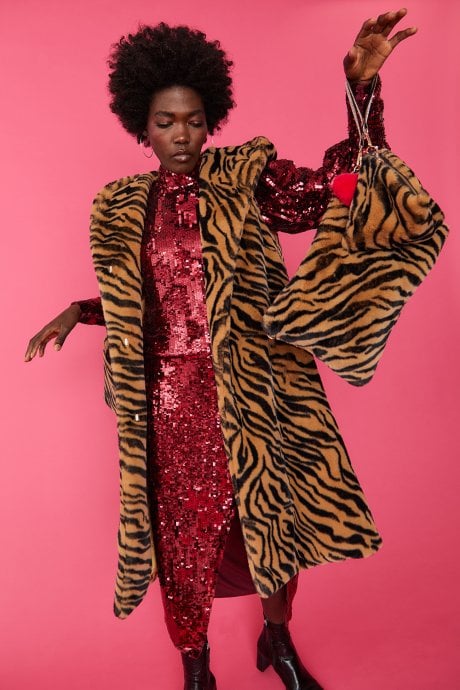 JAYLEY Tiger Print Luxury Faux Fur Bag