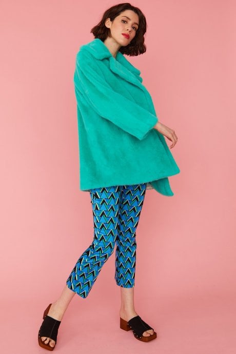 JAYLEY Turquoise Faux Fur Coat